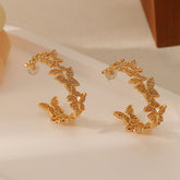 18 Carat Gold Plated Butterfly Dances Earrings Hoops