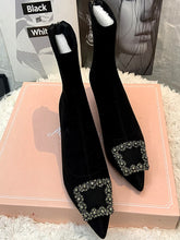 Square Buckle Pointed Ankle Low Heel Boots Shoes