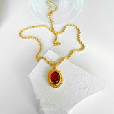 Vintage Oval Ruby Necklace