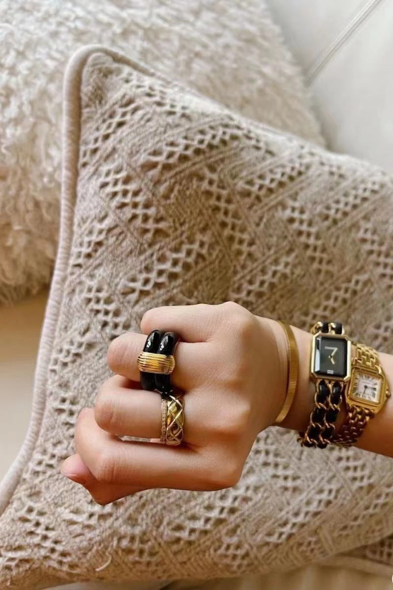 Katt Enamel Ring 18K Gold Plated