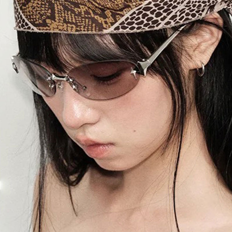 Y2K Rimless Oval Sunglasses
