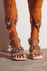 Chain Pink Pump Heels Fashion Shoes