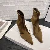 Satin Pointed Anckle Boots Fashion Shoes