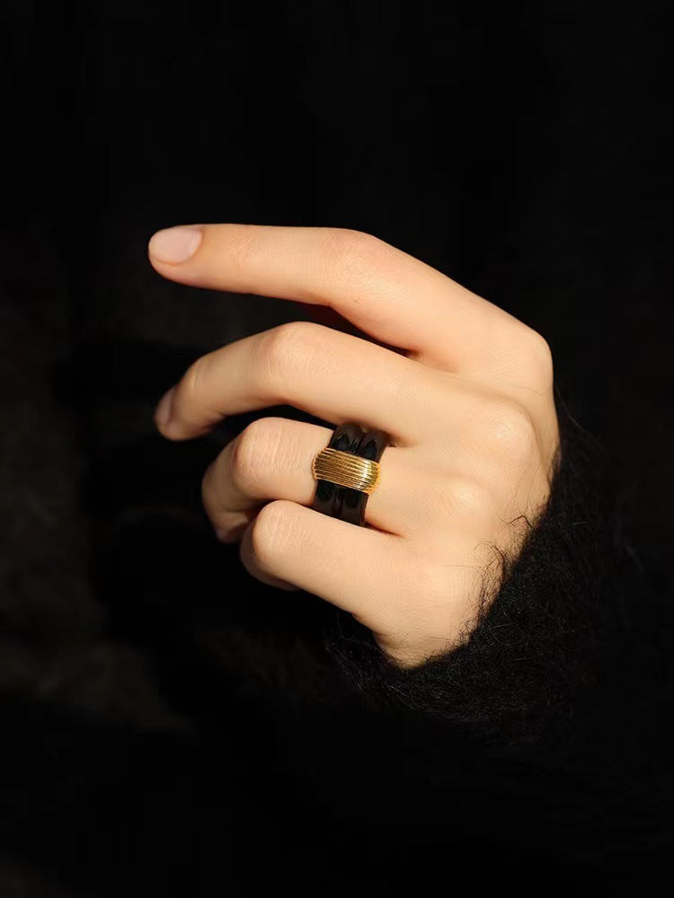 Katt Enamel Ring 18K Gold Plated