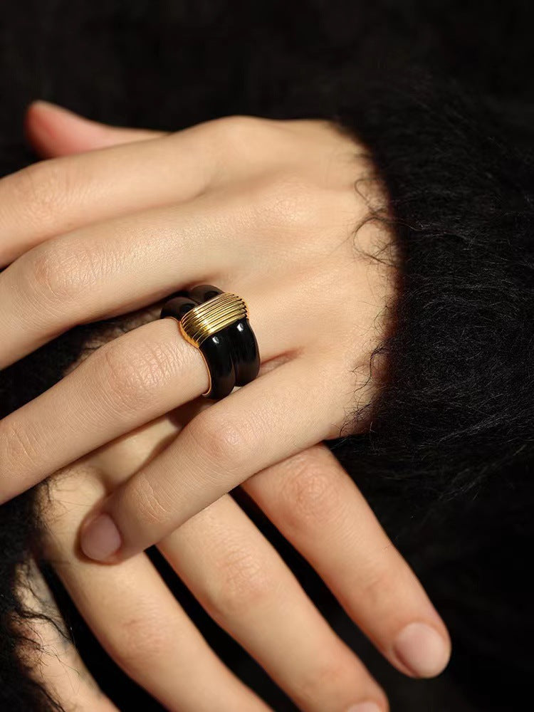 Katt Enamel Ring 18K Gold Plated