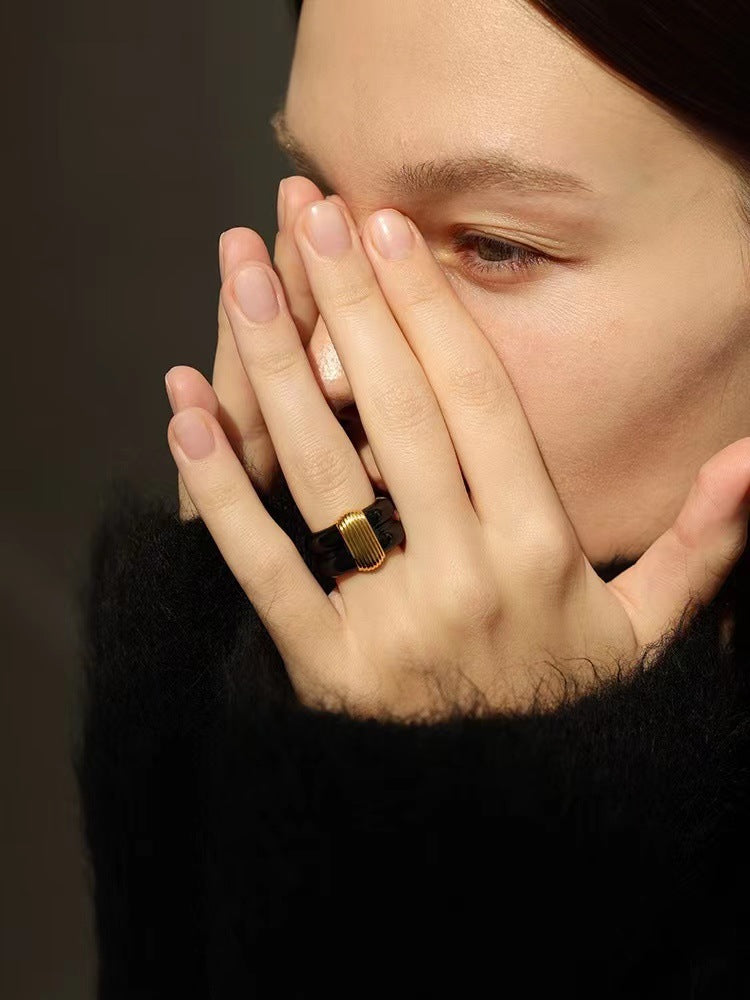 Katt Enamel Ring 18K Gold Plated