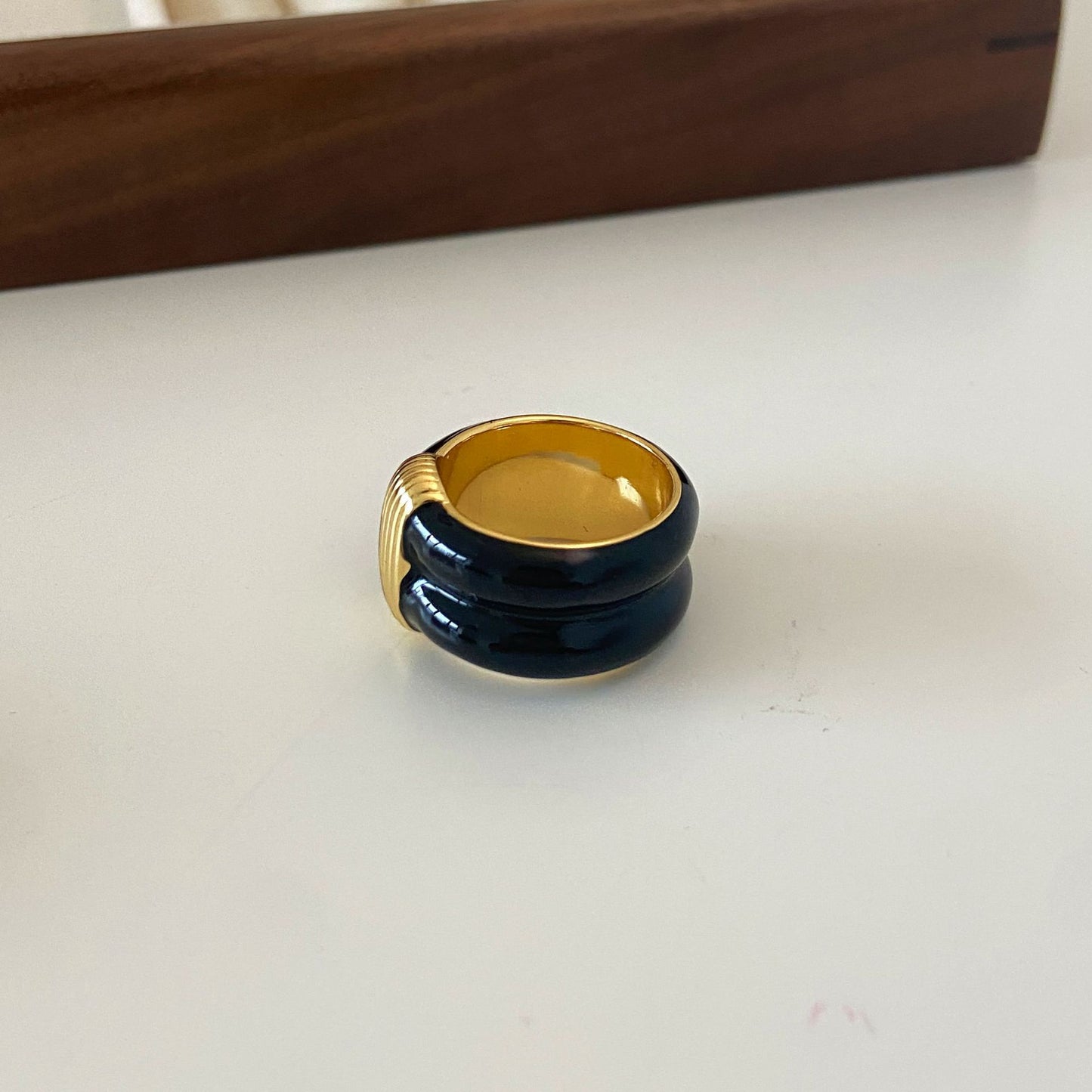 Katt Enamel Ring 18K Gold Plated