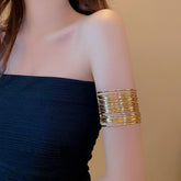 Gold Bohe Wide Cuff Hollow Bangle Bracelet