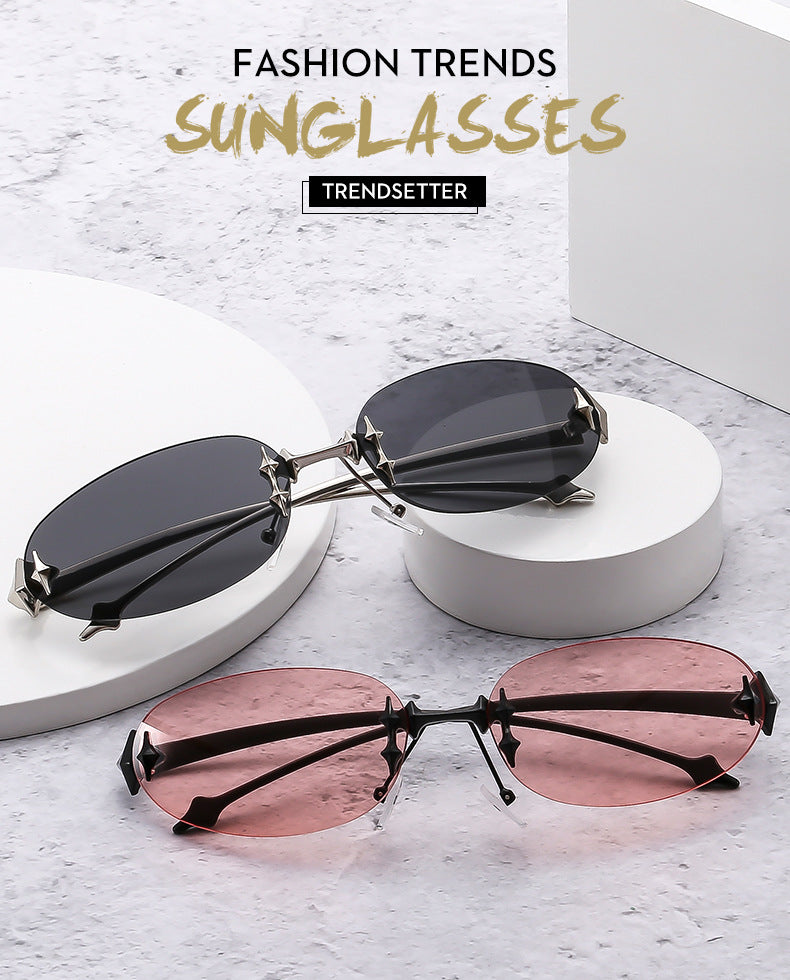 Y2K Rimless Oval Sunglasses
