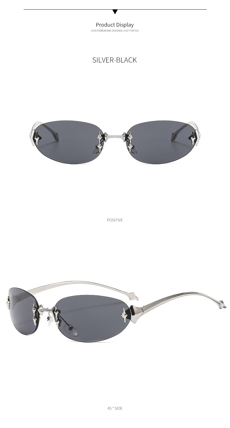 Y2K Rimless Oval Sunglasses
