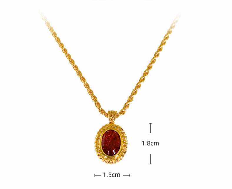 Vintage Oval Ruby Necklace