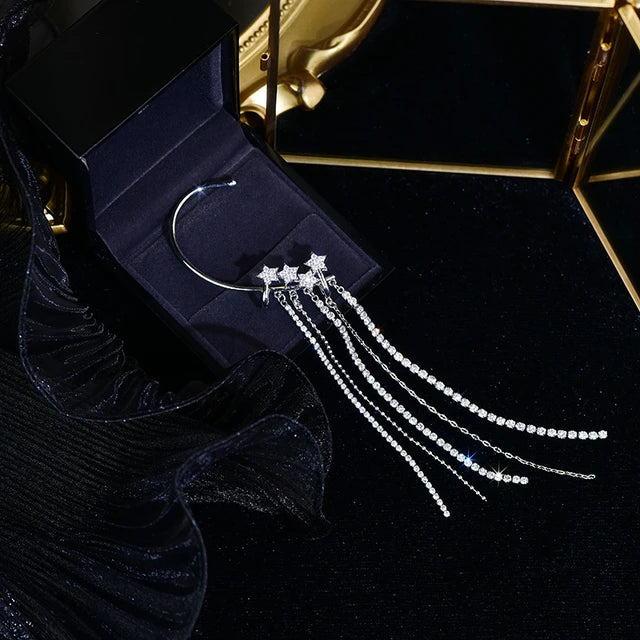 Star Glitter Ear Cuff Drop Earrings