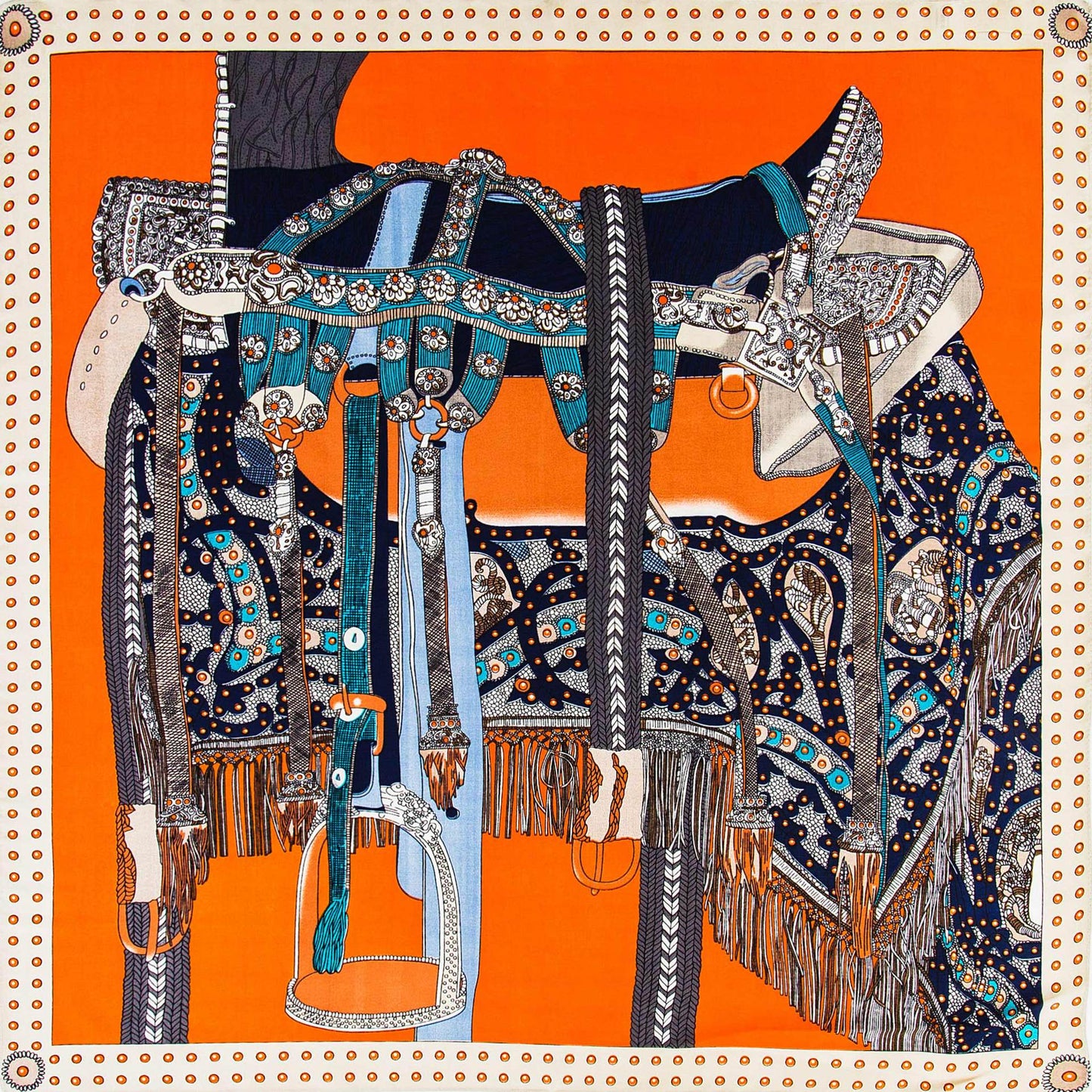Horce Printed Silky Scarf (ORANGE)-Trending