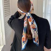 Skinny Scarf- Flower Colorful Print/ Trending long slim scarves