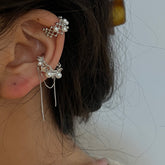 18k Gold Plated Pearl Tassel Adjustable Ear Clip-- French Style