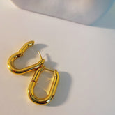 22K Gold Plated Minimalist Plain Huggies / U Shaped Hoops Earrings