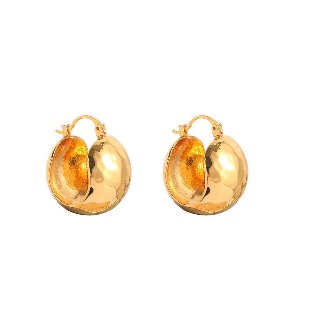 22k Gold Plated Hammered Chunky Hoop Earrings