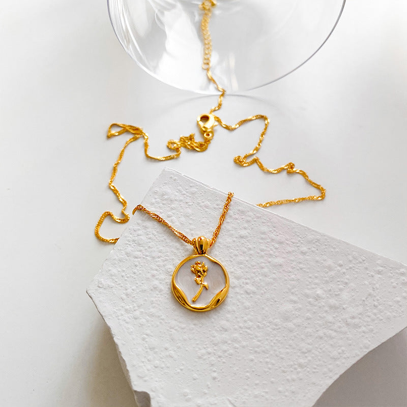 18k Gold-filled Vintage Rose Necklace