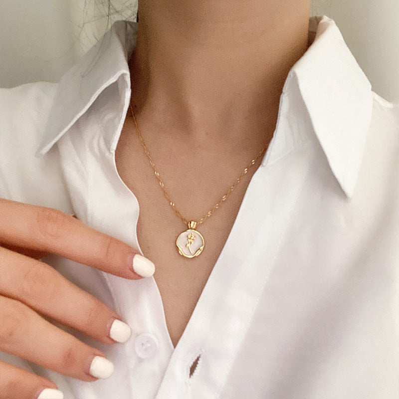 18k Gold-filled Vintage Rose Necklace