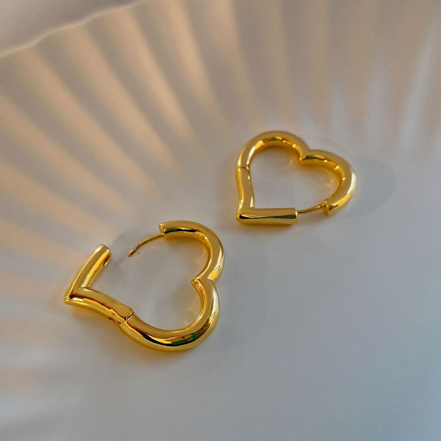 18K Gold Plated Heart Shaped Hoop Earrings