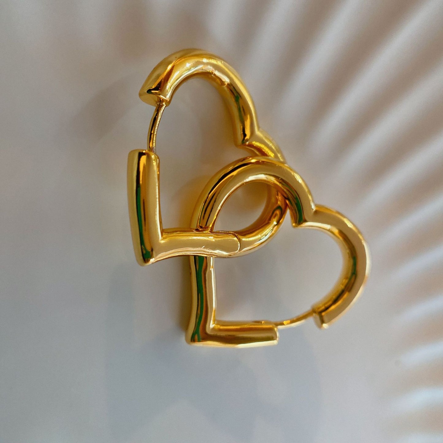 18K Gold Plated Heart Shaped Hoop Earrings