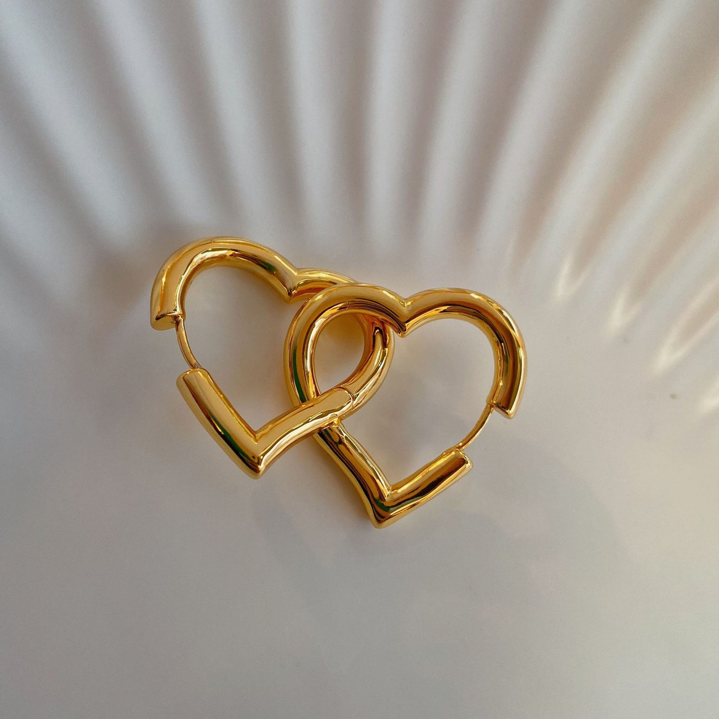 18K Gold Plated Heart Shaped Hoop Earrings