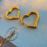 18K Gold Plated Heart Shaped Hoop Earrings