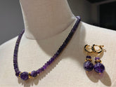 Handmade Nature Amethyst BeadNecklace/ Earrings 24ct Gold Plated