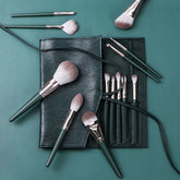 14 Pcs Dark Green Premium Cosmetic Makeup Brush Set