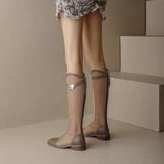 Mess Knee High Flat Boots Fashion Shoes