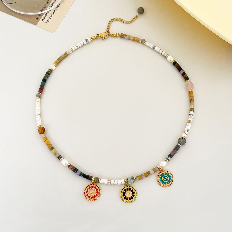 Handmade Reincarnation Nature Stone Beads Charm Necklace