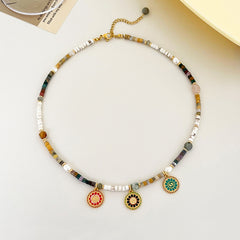 Handmade Reincarnation Nature Stone Beads Charm Necklace