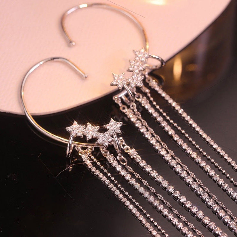 Star Glitter Ear Cuff Drop Earrings