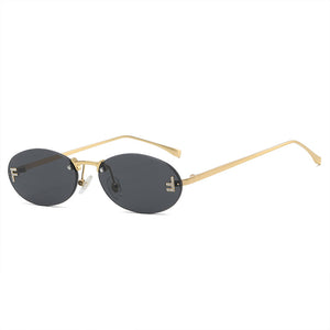 New Retro Oval Metal Frameless Unisex Sunglasses