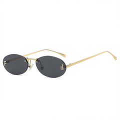 New Retro Oval Metal Frameless Unisex Sunglasses
