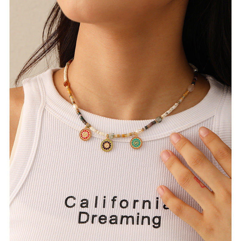 Handmade Reincarnation Nature Stone Beads Charm Necklace
