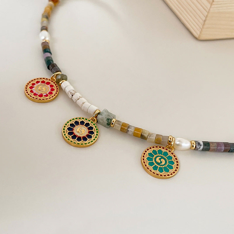 Handmade Reincarnation Nature Stone Beads Charm Necklace