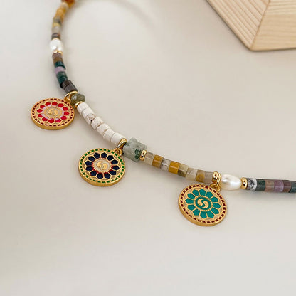 Handmade Reincarnation Nature Stone Beads Charm Necklace