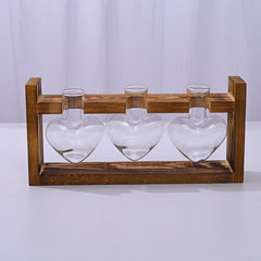 Indoor & Outdoor Wood Heart Glass Plant Vase Home Decor