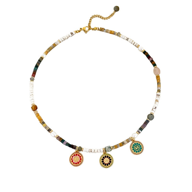 Handmade Reincarnation Nature Stone Beads Charm Necklace