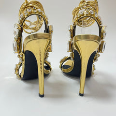 Gold Sparkling Lace Up Highheels Fashion Shoes