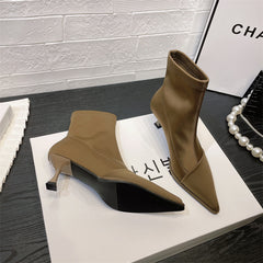 Satin Pointed Anckle Boots Fashion Shoes