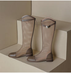 Mess Knee High Flat Boots Fashion Shoes