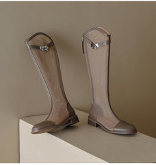 Mess Knee High Flat Boots Fashion Shoes