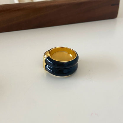 Katt Enamel Ring 18K Gold Plated