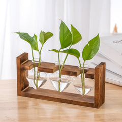 Indoor & Outdoor Wood Heart Glass Plant Vase Home Decor