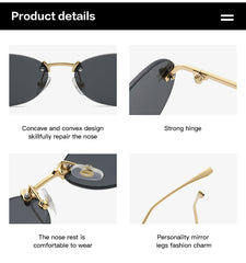 New Retro Oval Metal Frameless Unisex Sunglasses