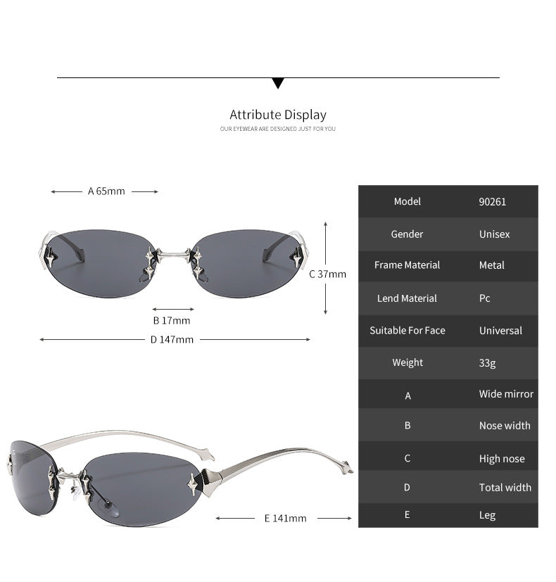 Y2K Rimless Oval Sunglasses