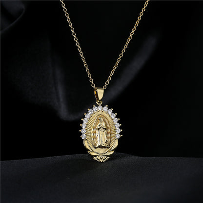 Blessed Virgin Mary Necklace 18K Gold Plated