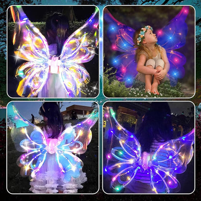 Rechargeable Electronic Fairy Butterfly Angel Wings with Colorful Lighting